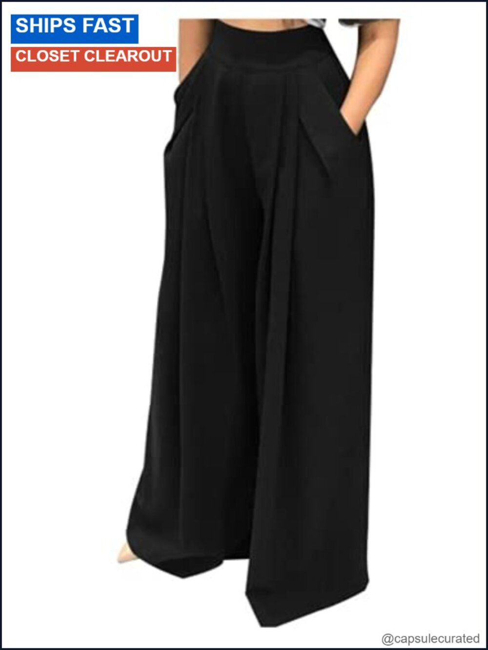 High Waist Wide Leg Palazzo Pants Flowy Loose Trousers with Pockets